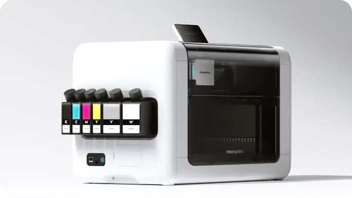 Morpho printer with refillable ink tanks