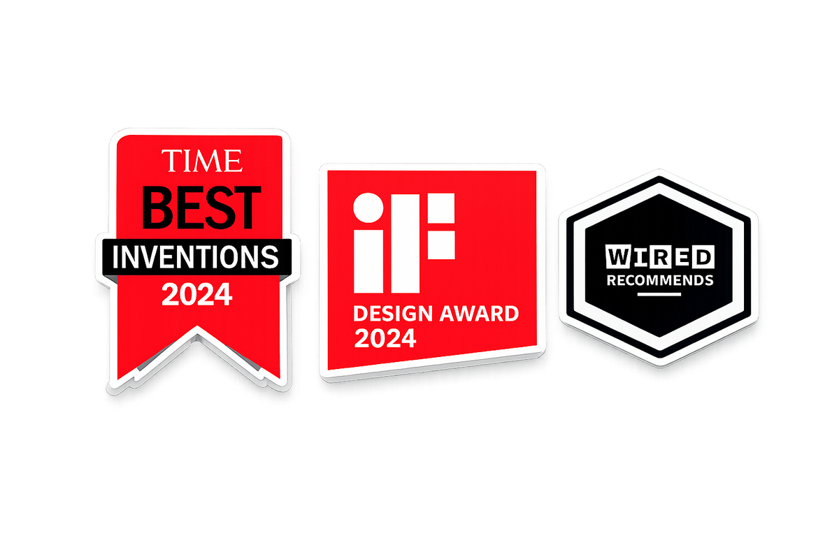 Awards: Wired Recommends, iF Design Award, Time Best Inventions