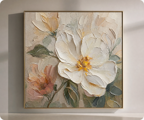 A4 art print with textured flower artwork
